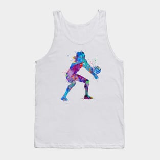 Girl Volleyball Watercolor Painting Art Print Sports Gifts Tank Top